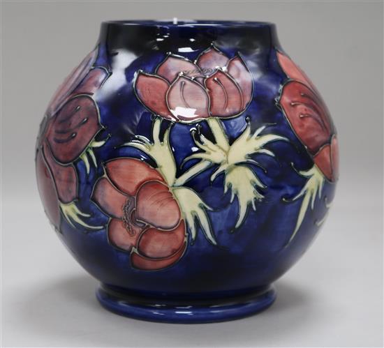 A Moorcroft blue bulbous vase height 18cm